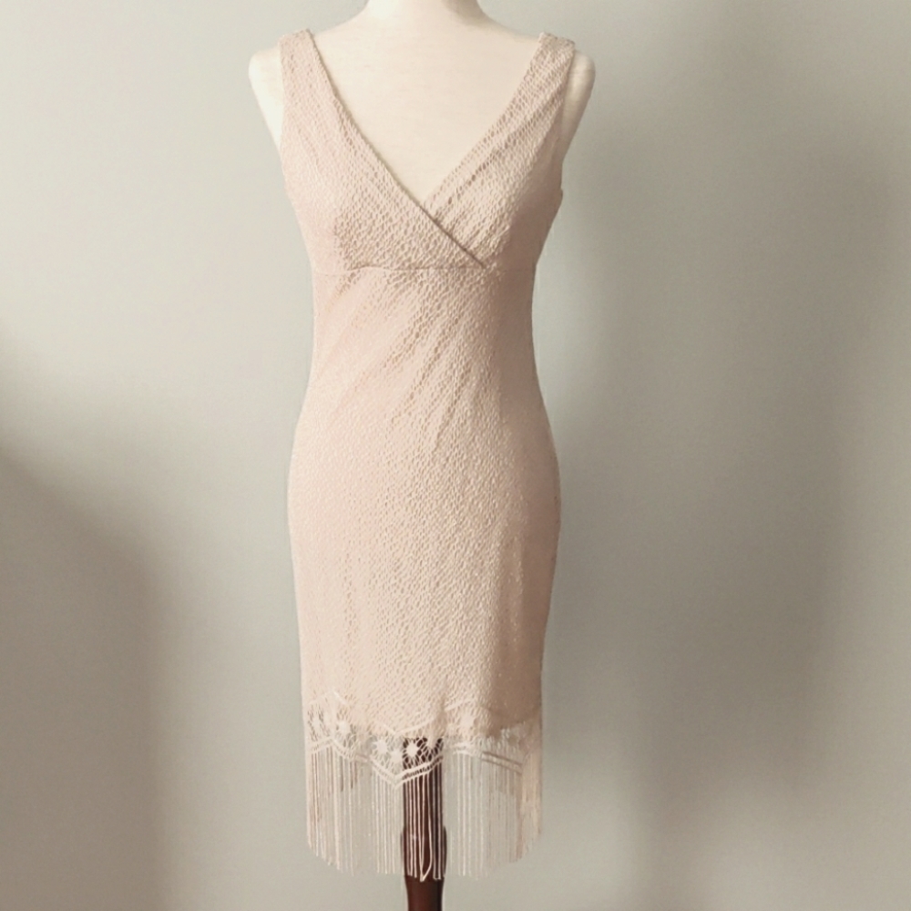 Women's Size M Cream V-neck knee length dress